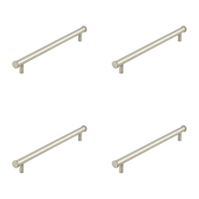 4 PACK Stylish Satin Nickel Cabinet Handle 224mm Ctrs for Modern Homes - Kitchen Drawer Pull Handle