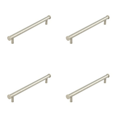 4 PACK Stylish Satin Nickel Cabinet Handle 224mm Ctrs for Modern Interiors - Kitchen Drawer Pull Handle
