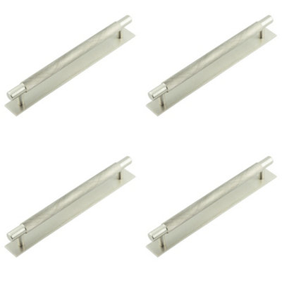 4 PACK Stylish Satin Nickel Cabinet Handle with Hexagonal Design 224mm Ctrs - Kitchen Drawer Pull Handle