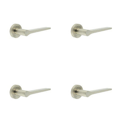 4 PACK Stylish Satin Nickel Door Handle for Modern Interiors - Interior Handle
