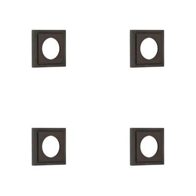 4 PACK Stylish Square Stepped Outer Rose in Dark Bronze Finish - Door Handle