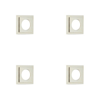 4 PACK Stylish Square Stepped Outer Rose in Polished Nickel Finish - Door Handle