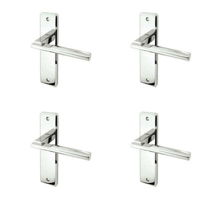 4 PACK Stylish Suite Door Handle in Polished Chrome for Modern Interiors - Interior Lever on Backplate