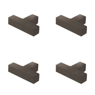 4 PACK Stylish T-Bar Square Cupboard Knob in Dark Bronze Finish - Kitchen Cabinet Knob