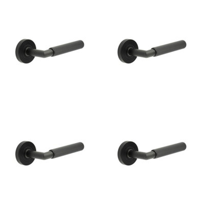 4 PACK Stylish Three One Six Diamond Knurled Black Door Handle for Modern Spaces - Interior Handle