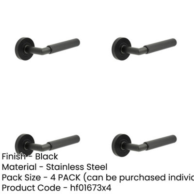 4 PACK Stylish Three One Six Diamond Knurled Black Door Handle for ...