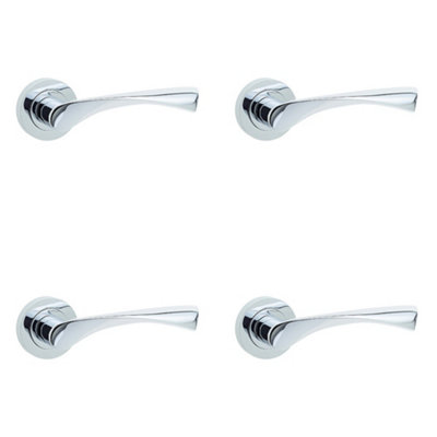 4 PACK Stylish Twirl Door Handle on Rose in Polished Chrome Finish - Interior Handle