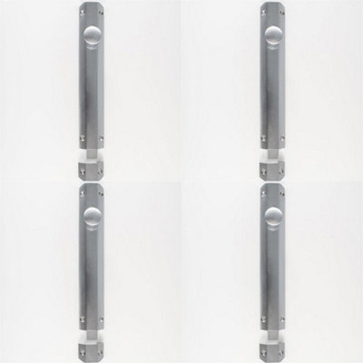 4 PACK - Surface Mounted Flat Sliding Door Bolt Lock 254mm x 36mm Satin Chrome