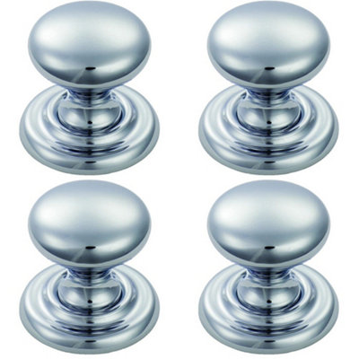 4 PACK - Tiered Mushroom Cupboard Door Knob 25mm Diameter Polished Chrome Cabinet Handle