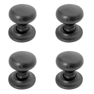 4 PACK Timeless Antique Round Cupboard Knob in 38mm Black for Elegant Home Decor - Kitchen Cabinet Knob