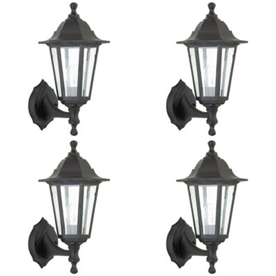 4 PACK Traditional Lantern IP44 Wall Light - 60W E27 GLS LED - Dimmable ...