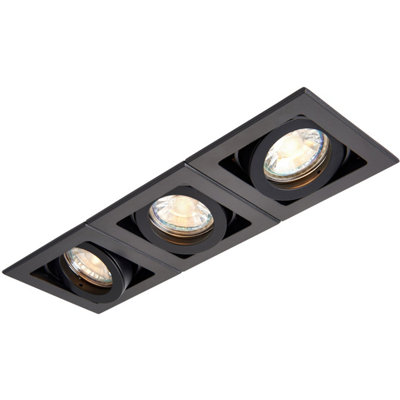 4 PACK Triple Recessed Boxed Downlight - 3 x 50W GU10 Reflector - Matt ...