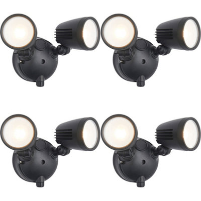 4 PACK Twin Light Outdoor Adjustable Spot Light - 2 x 10W CCT LED Module