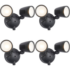 4 PACK Twin Light Outdoor Adjustable Spot Light - 2 x 10W CCT LED Module