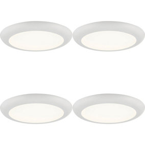 4 PACK Ultra Slim Recessed Ceiling Downlight - 18W Cool White LED - Matt White