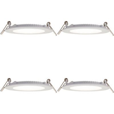 4 PACK Ultra Slim Recessed Ceiling Downlight - 6W Cool White LED - IP44 Rated