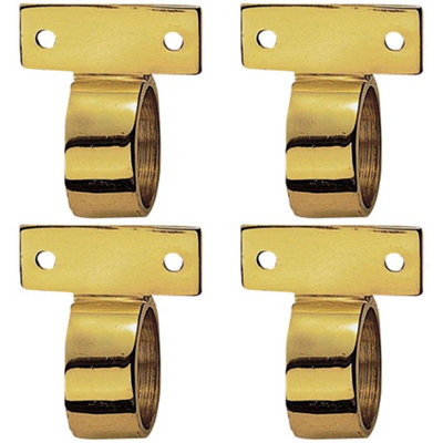 4 PACK - Vertical Fixed Ring Sash Window Lift Handle 44 x 12mm 25mm Dia Polished Brass