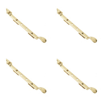 4 PACK Victorian Casement Stays 250mm in Polished Brass for Elegant Windows - Window Peg Bar