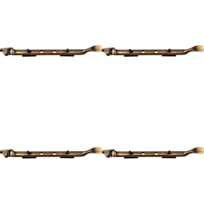 4 PACK - Victorian Casement Window Stay Handle & 2 Pins - 270mm Length Antique Brass Bar