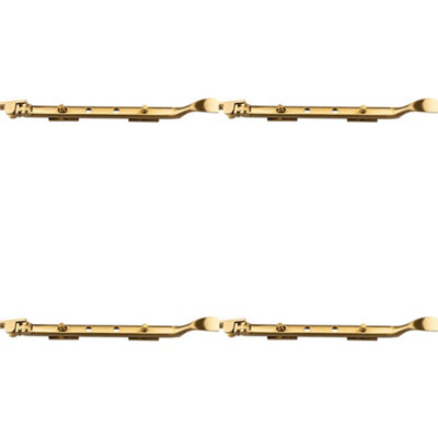 4 PACK - Victorian Casement Window Stay Handle & 2 Pins - 270mm Length Satin Brass Bar