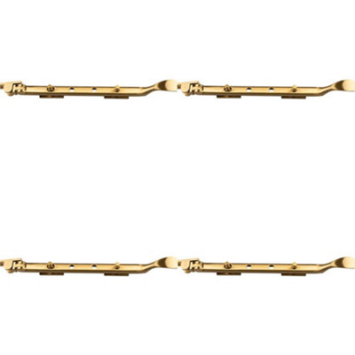 4 PACK - Victorian Casement Window Stay Handle & 2 Pins - 300mm Length Satin Brass Bar
