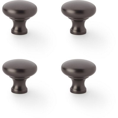 4 PACK - Victorian Round Door Knob - Dark Bronze 32mm - Kitchen Cabinet Pull Handle
