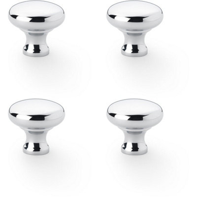 4 PACK - Victorian Round Door Knob - Polished Chrome 32mm - Kitchen Cabinet Pull Handle