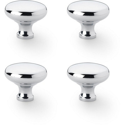 4 PACK - Victorian Round Door Knob - Polished Chrome 38mm - Kitchen Cabinet Pull Handle