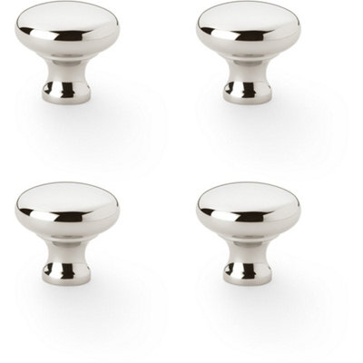 4 PACK - Victorian Round Door Knob - Polished Nickel 32mm - Kitchen Cabinet Pull Handle