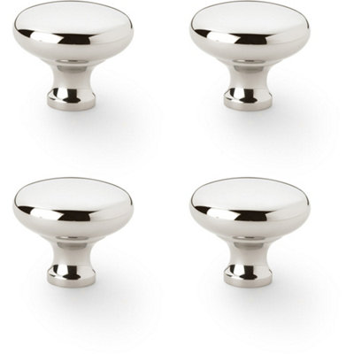 4 PACK - Victorian Round Door Knob - Polished Nickel 38mm - Kitchen Cabinet Pull Handle