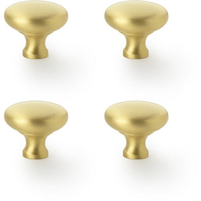 4 PACK - Victorian Round Door Knob - Satin Brass 38mm - Kitchen Cabinet Pull Handle