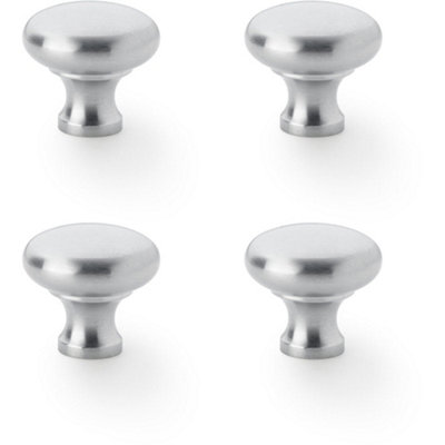 4 PACK - Victorian Round Door Knob - Satin Chrome 32mm - Kitchen Cabinet Pull Handle