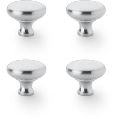 4 PACK - Victorian Round Door Knob - Satin Chrome 38mm - Kitchen Cabinet Pull Handle