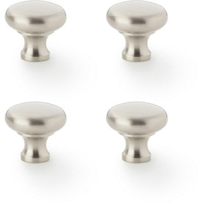 4 PACK - Victorian Round Door Knob - Satin Nickel 32mm - Kitchen Cabinet Pull Handle