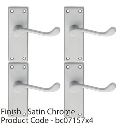 4 PACK - Victorian Scroll Internal Latch Door Handle - Satin Chrome Lever on Backplate