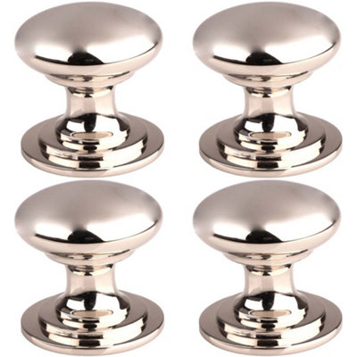 4 PACK - Victorian Tiered Door Knob - 25mm Polished Nickel Cabinet Pull Handle Round Rose