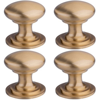 4 PACK - Victorian Tiered Door Knob - 25mm Satin Brass Cabinet Pull Handle Round Rose