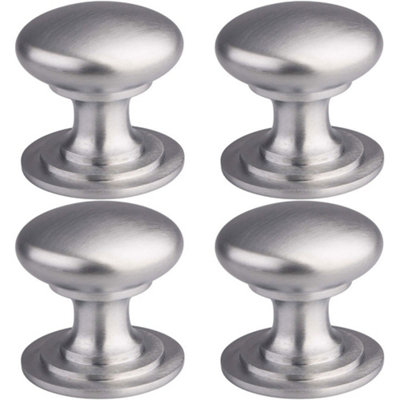 4 PACK - Victorian Tiered Door Knob - 25mm Satin Chrome Cabinet Pull Handle Round Rose