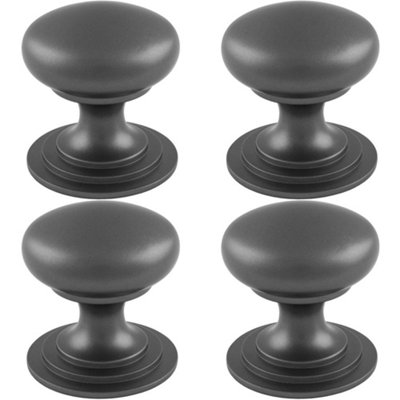 4 PACK - Victorian Tiered Door Knob - 32mm Anthracite Grey Cabinet Pull Handle Round Rose