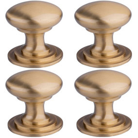 4 PACK - Victorian Tiered Door Knob - 32mm Satin Brass Cabinet Pull Handle Round Rose