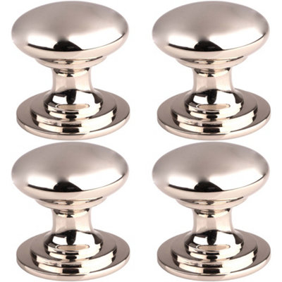 4 PACK - Victorian Tiered Door Knob - 42mm Polished Nickel Cabinet Pull Handle Round Rose