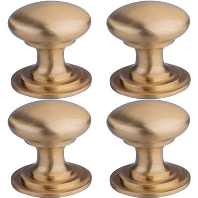 4 PACK - Victorian Tiered Door Knob - 42mm Satin Brass Cabinet Pull Handle Round Rose