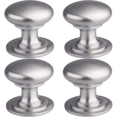 4 PACK - Victorian Tiered Door Knob - 42mm Satin Chrome Cabinet Pull Handle Round Rose