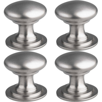 4 PACK - Victorian Tiered Door Knob - 42mm Satin Nickel Cabinet Pull Handle Round Rose