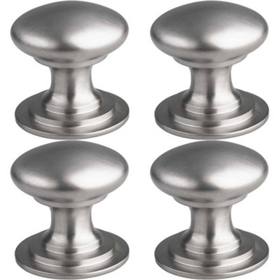 4 PACK - Victorian Tiered Door Knob - 50mm Satin Nickel Cabinet Pull Handle Round Rose