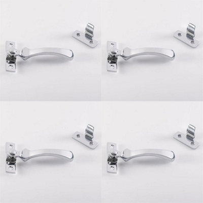 4 PACK - Victorian Wedge Pattern Casement Window Fastener 57 x 13mm Polished Chrome
