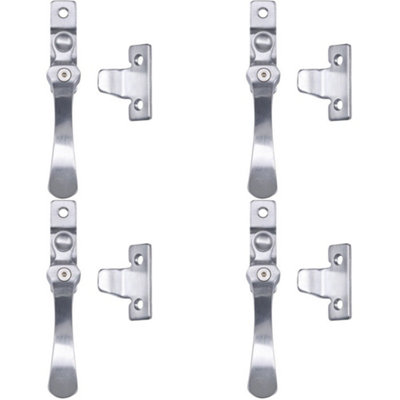 4 PACK - Victorian Wedge Pattern Casement Window Fastener Handle 57 x 13mm Satin Chrome