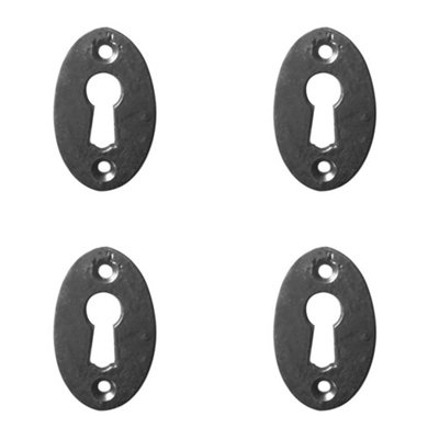 4 PACK Vintage 50mm Black Oval Escutcheon for Doors and Cabinets - Key Hole Cover