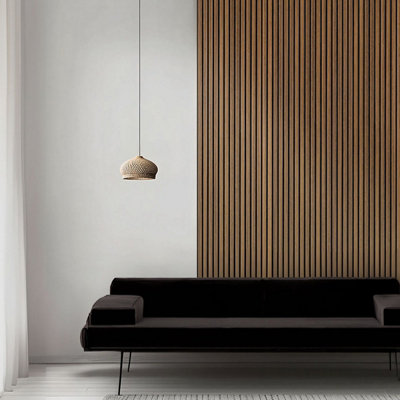 4-Pack Walnut Effect MDF Wall Panels with PVC Veneer & PET Backing 60cm ...