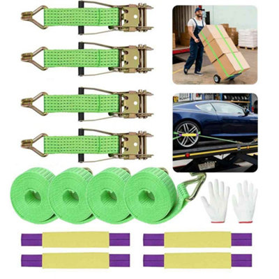 4-pack wheel ratchet tie down straps, heavy-duty lashing for car, van ...
